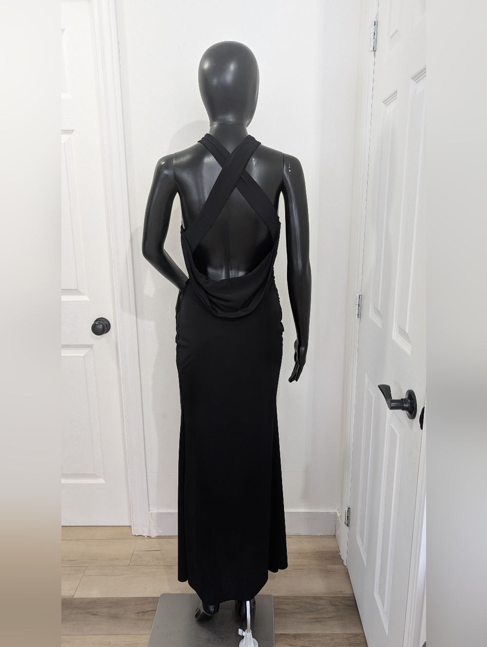 Zara Black Cross-Back Backless Maxi Dress